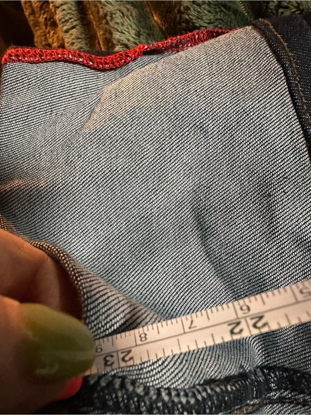 Kut from the Kloth Dark Blue Cropped Jeans with Red Cuff - Picture 10 of 10